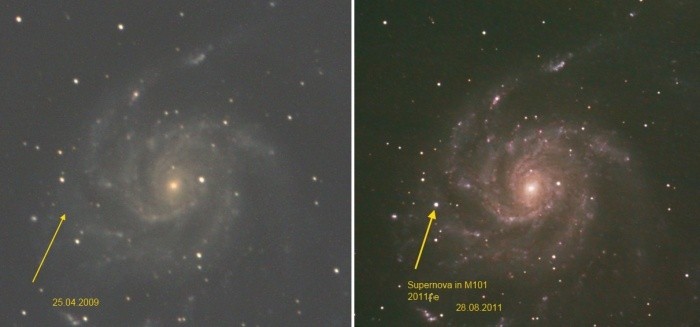 Supernova in M101 SN PTF 11 kly